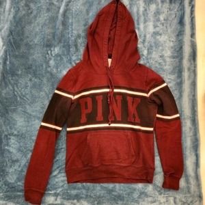 PINK by Victoria's Secret burgundy hoodie with "Pink" written on front Size M